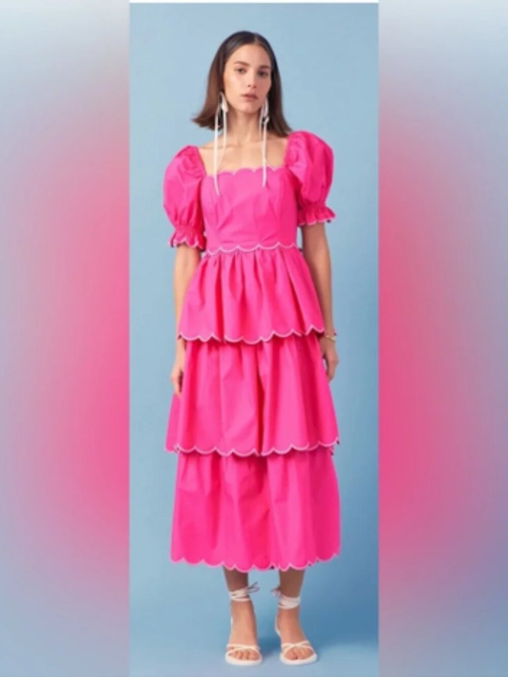 NWT english factory SCALLOP TIERED DRESS